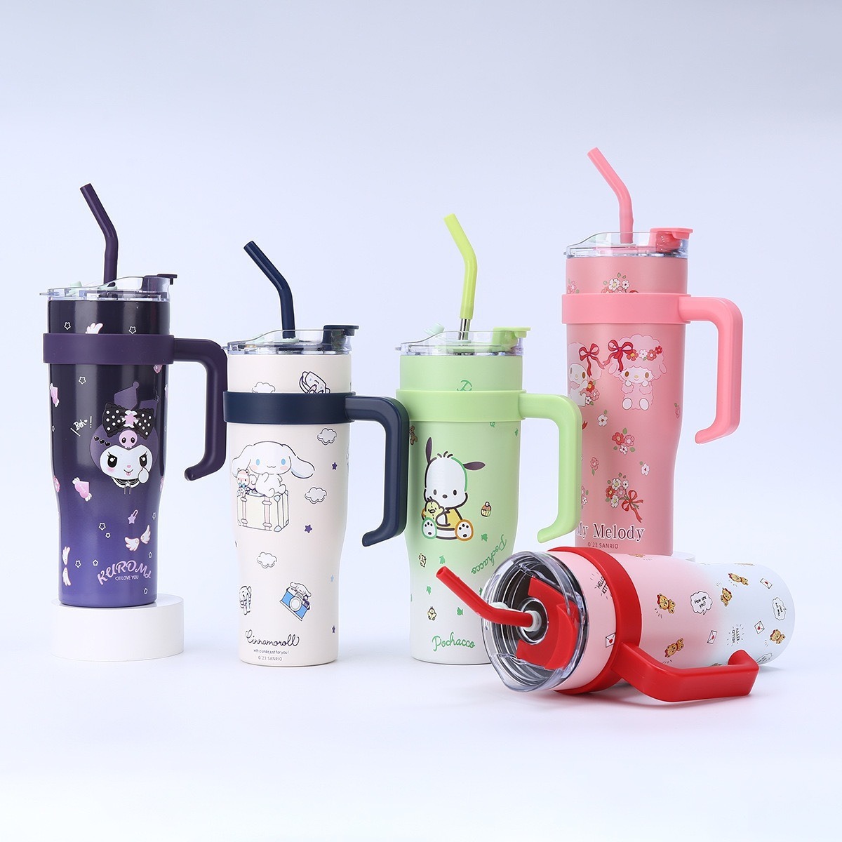 40oz Cartoon Insulated Tumbler with Handle and Straw Lid